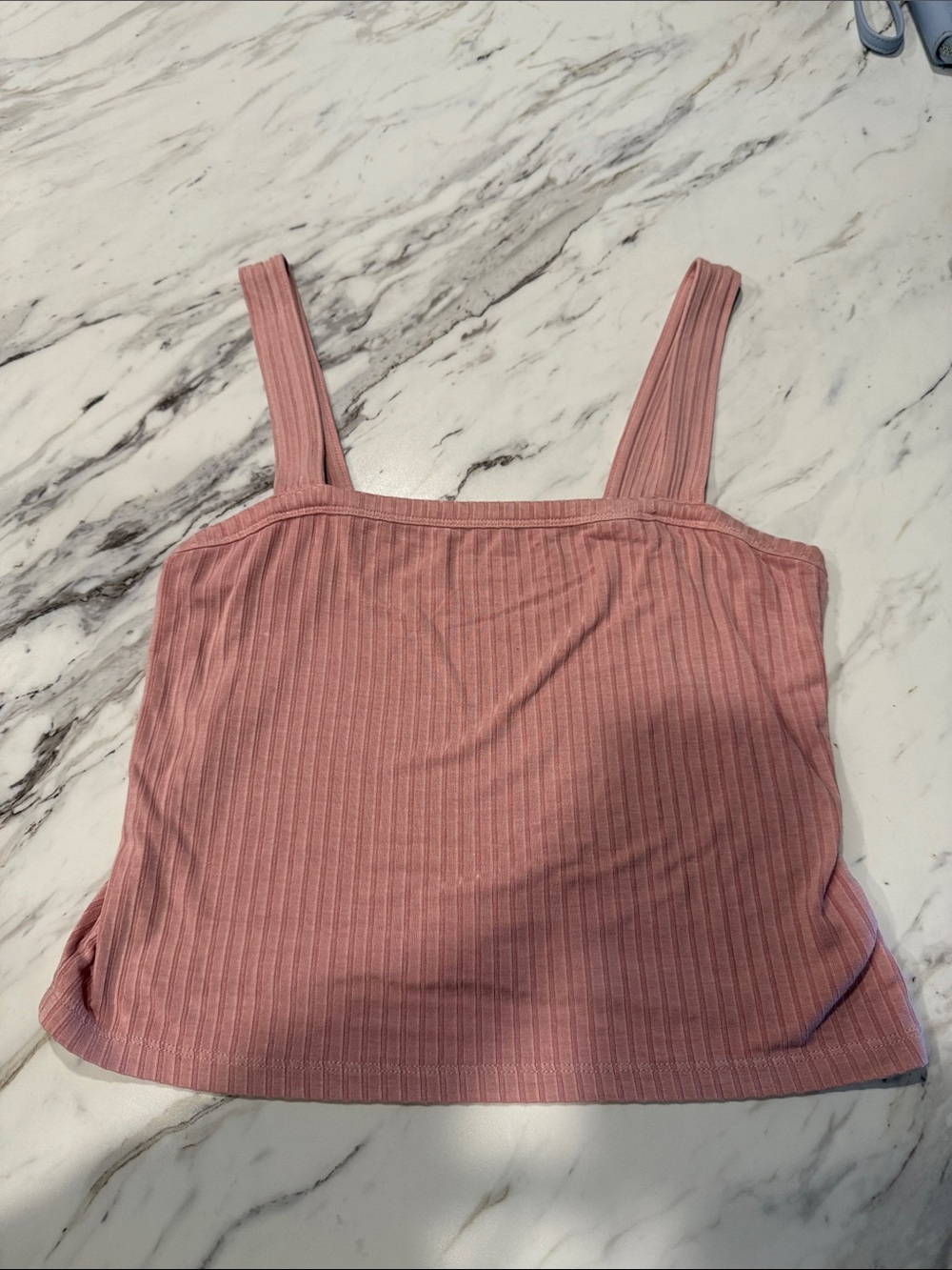 American Eagle Outfitters Ribbed Square-Neck Tank Top - Dusty Rose